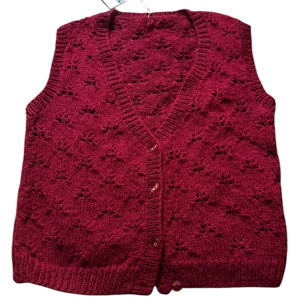 Handmade red knit vest, large